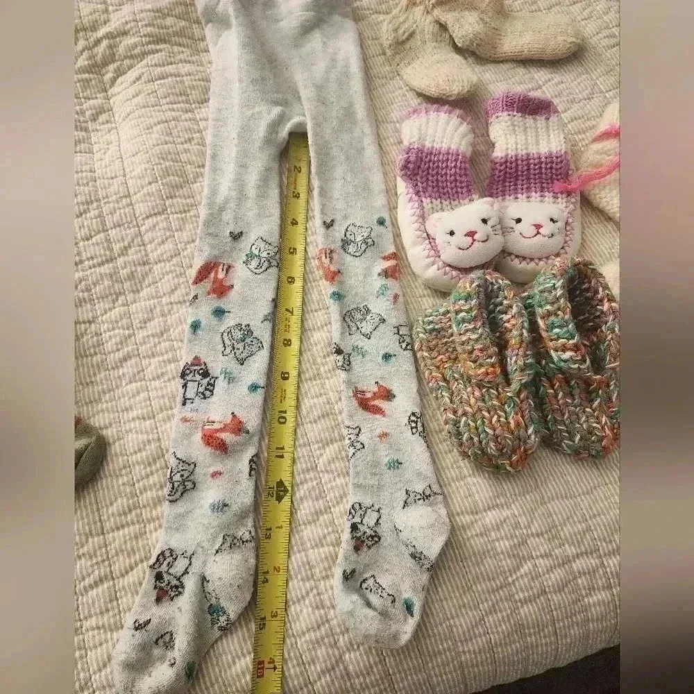 Girls wool socks bundle and tights slippers
